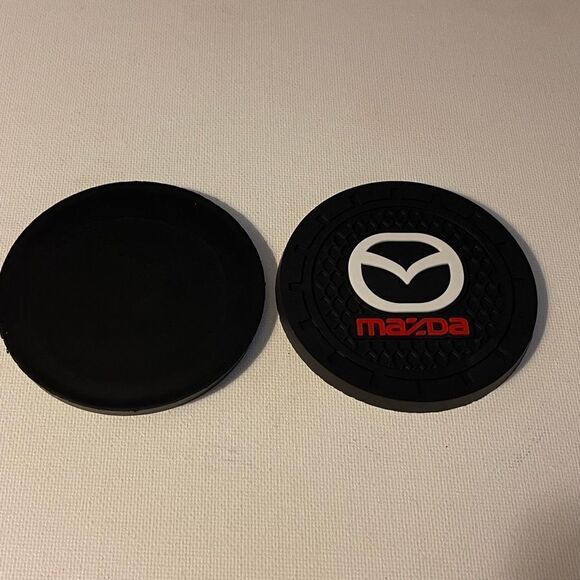 Mazda Car Cup Holder Coasters with Mazda logo set of 2 NWT - Picture 4 of 7